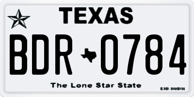 TX license plate BDR0784
