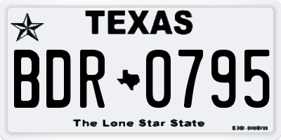 TX license plate BDR0795
