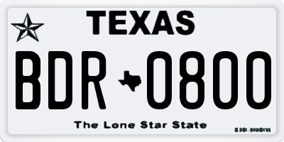 TX license plate BDR0800