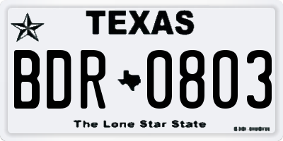 TX license plate BDR0803