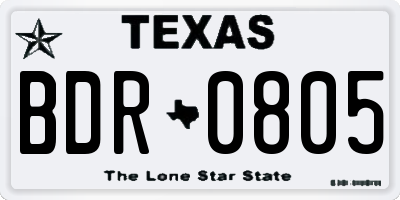 TX license plate BDR0805