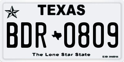 TX license plate BDR0809