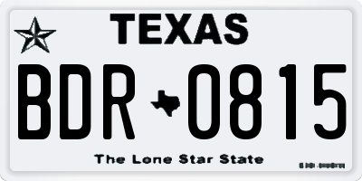 TX license plate BDR0815