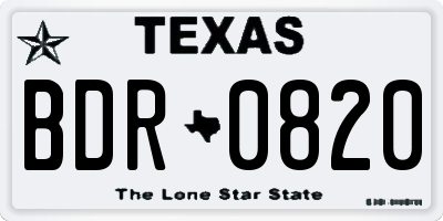 TX license plate BDR0820