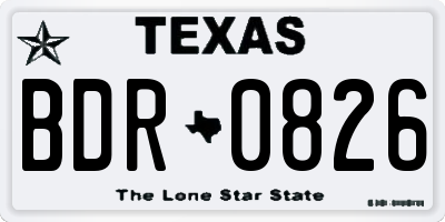 TX license plate BDR0826