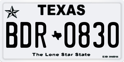 TX license plate BDR0830