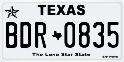 TX license plate BDR0835