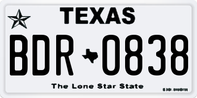 TX license plate BDR0838
