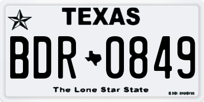TX license plate BDR0849
