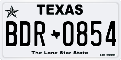TX license plate BDR0854