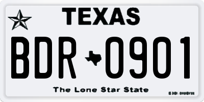 TX license plate BDR0901