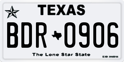 TX license plate BDR0906