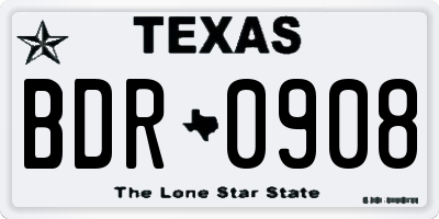 TX license plate BDR0908