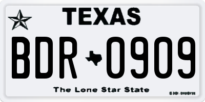 TX license plate BDR0909