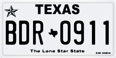 TX license plate BDR0911