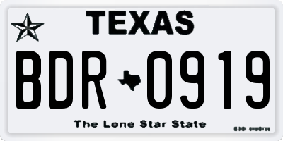 TX license plate BDR0919