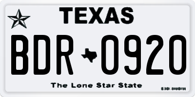 TX license plate BDR0920
