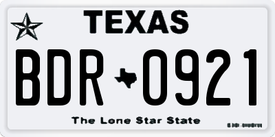 TX license plate BDR0921