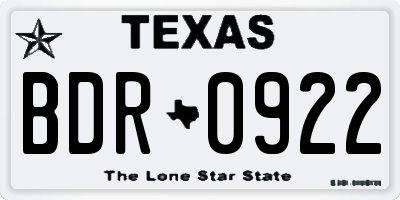 TX license plate BDR0922
