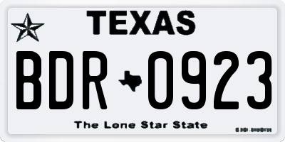 TX license plate BDR0923