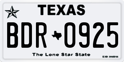 TX license plate BDR0925