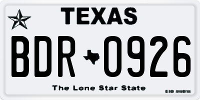 TX license plate BDR0926
