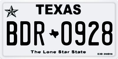 TX license plate BDR0928