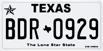 TX license plate BDR0929