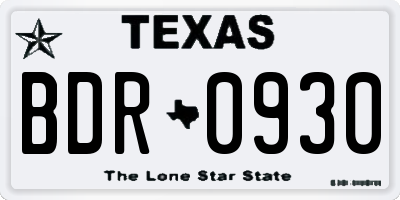 TX license plate BDR0930