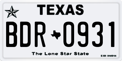TX license plate BDR0931