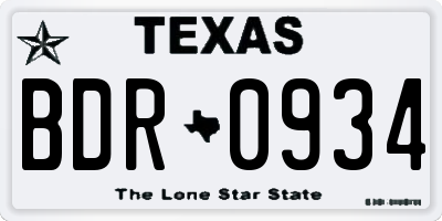 TX license plate BDR0934