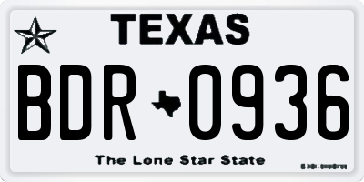 TX license plate BDR0936
