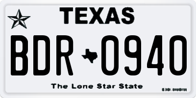 TX license plate BDR0940