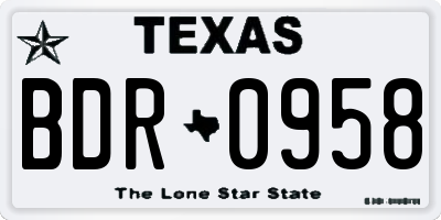 TX license plate BDR0958