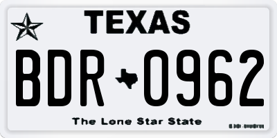 TX license plate BDR0962