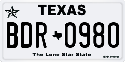 TX license plate BDR0980
