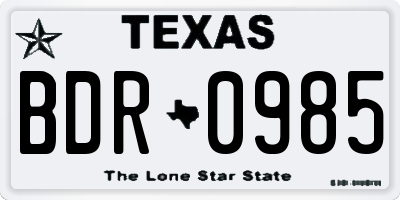 TX license plate BDR0985