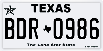 TX license plate BDR0986
