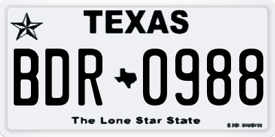 TX license plate BDR0988