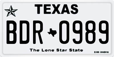 TX license plate BDR0989