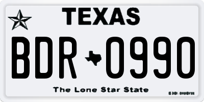 TX license plate BDR0990