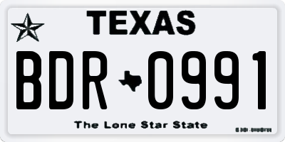 TX license plate BDR0991