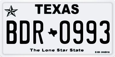 TX license plate BDR0993