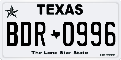 TX license plate BDR0996