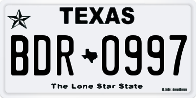 TX license plate BDR0997