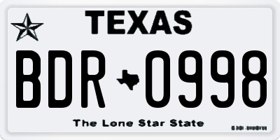 TX license plate BDR0998