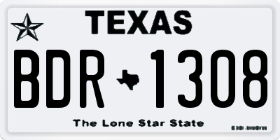 TX license plate BDR1308