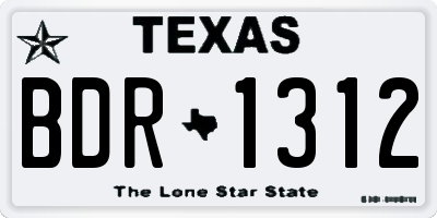TX license plate BDR1312