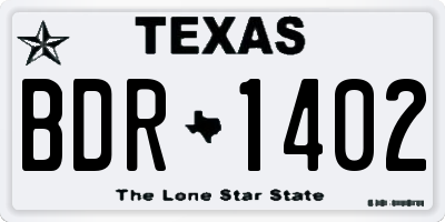 TX license plate BDR1402