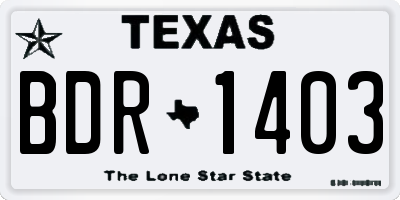 TX license plate BDR1403